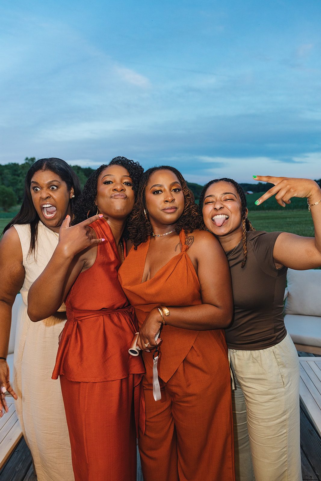 Jazmine and Jaleesa engagement dinner tablescape with florals in Maryland — Creative Motion Events