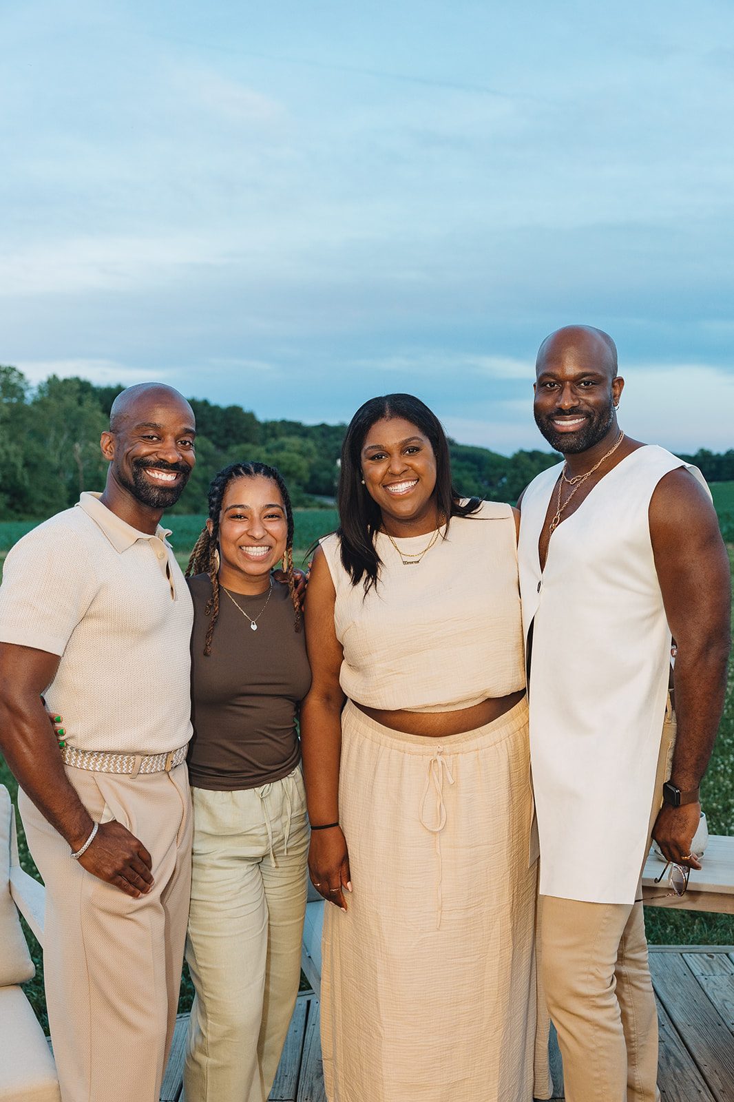 Jazmine and Jaleesa engagement dinner lounge seating vignette in Maryland — Creative Motion Events