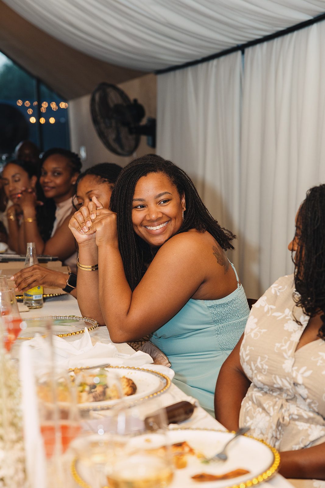 Jazmine and Jaleesa engagement dinner intimate celebration décor in Maryland — Creative Motion Events
