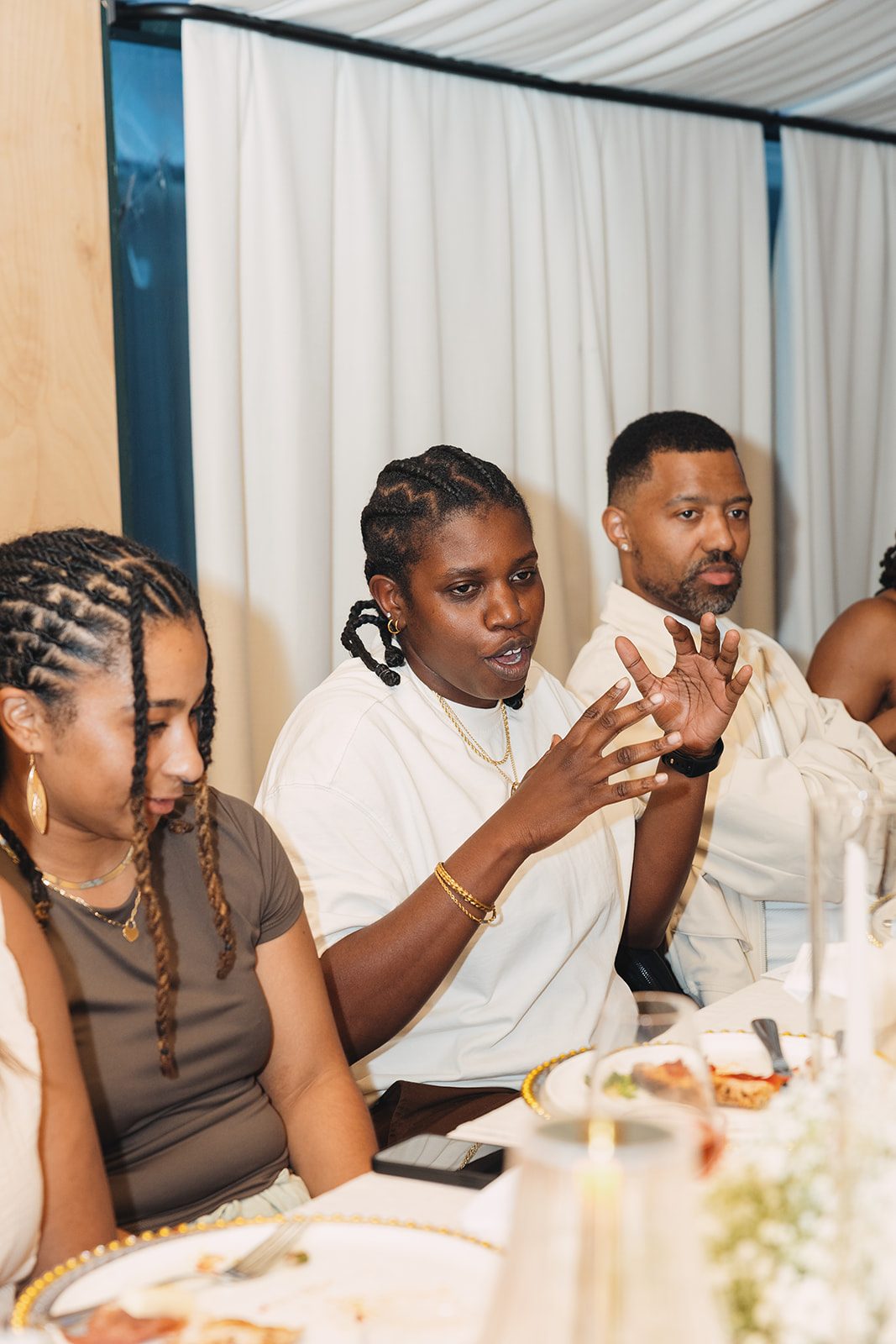 Jazmine and Jaleesa engagement dinner banquet table design in Maryland — Creative Motion Events