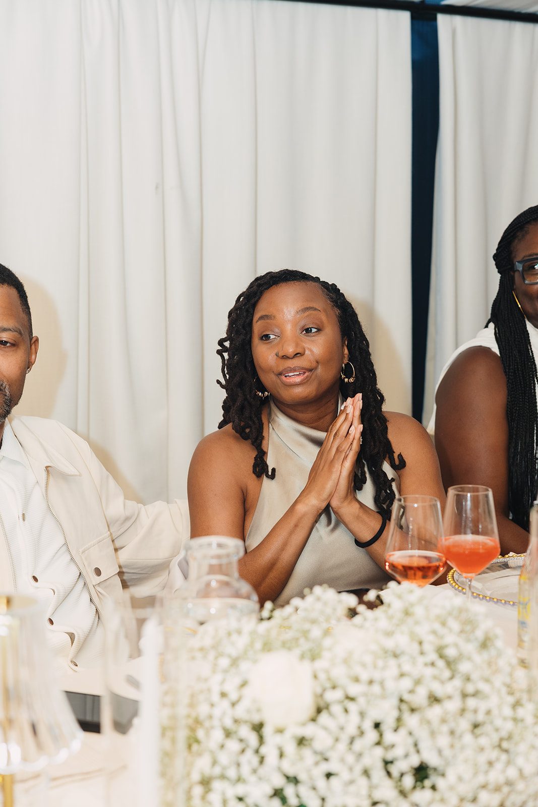 Jazmine and Jaleesa engagement dinner floral centerpiece in Maryland — Creative Motion Events