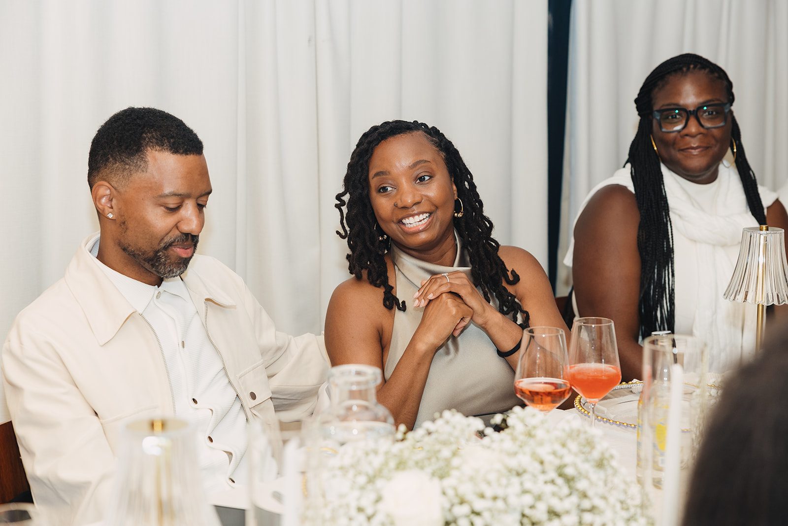 Jazmine and Jaleesa engagement dinner dinner party ambiance in Maryland — Creative Motion Events
