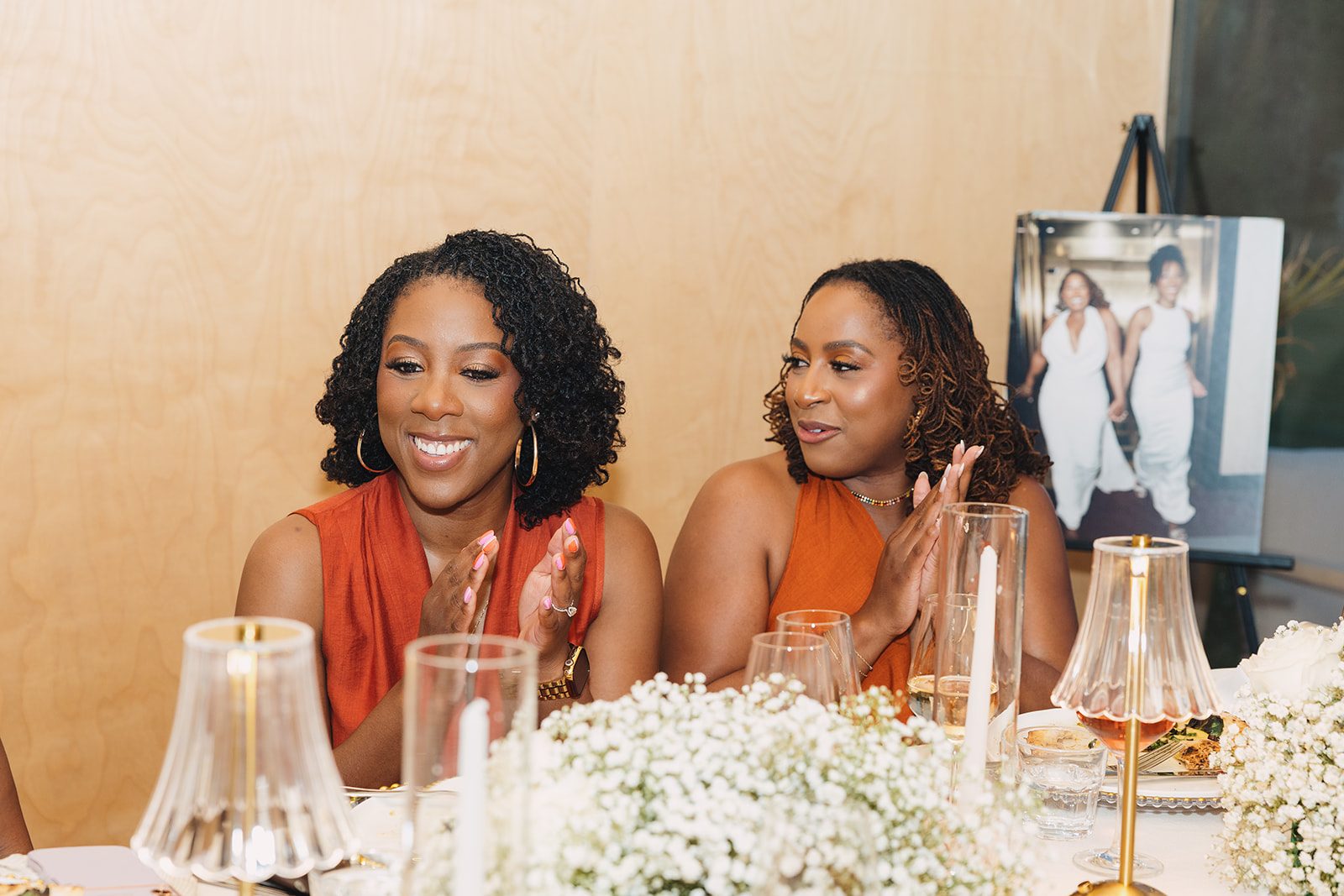 Jazmine and Jaleesa engagement dinner intimate celebration décor in Maryland — Creative Motion Events