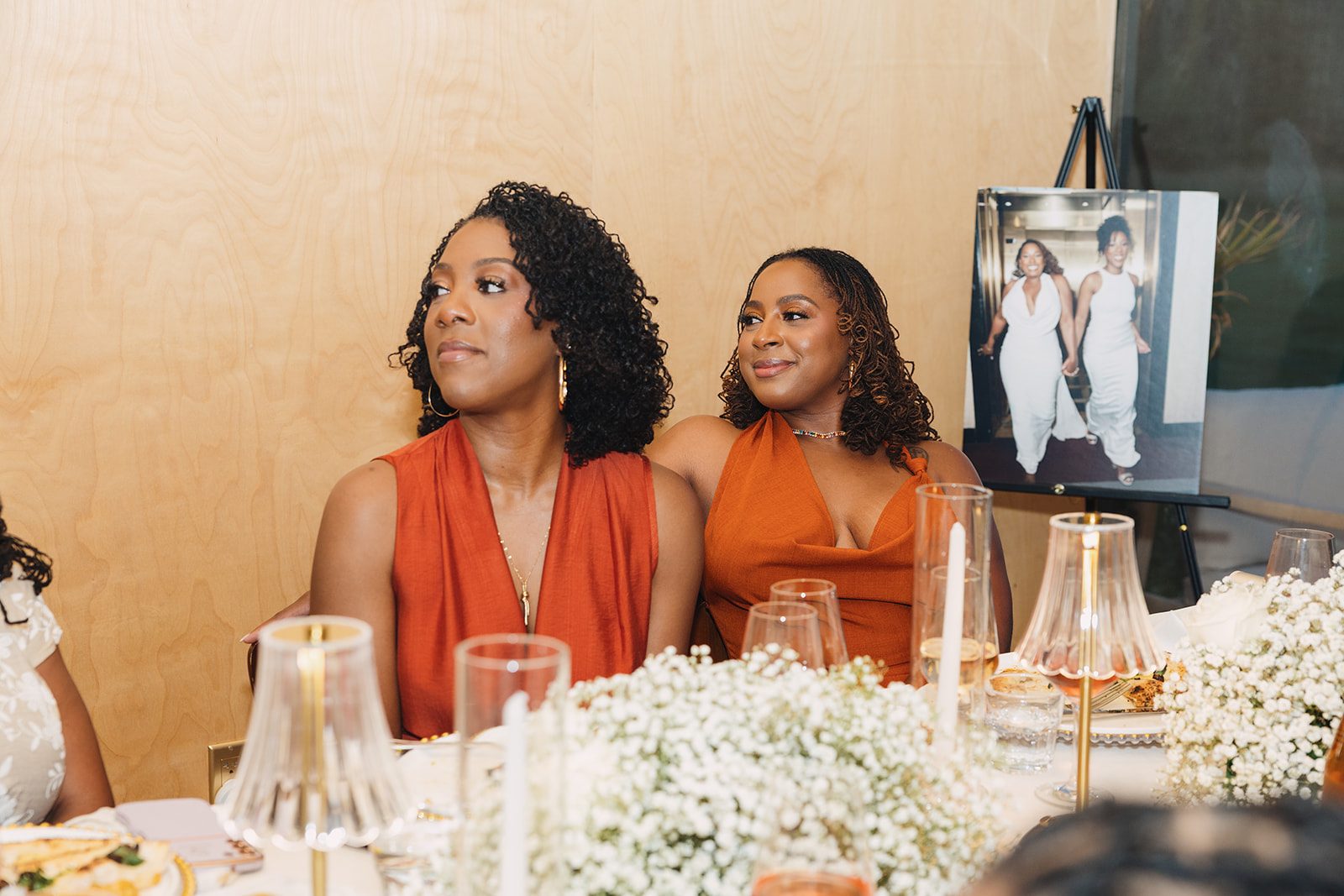 Jazmine and Jaleesa engagement dinner banquet table design in Maryland — Creative Motion Events