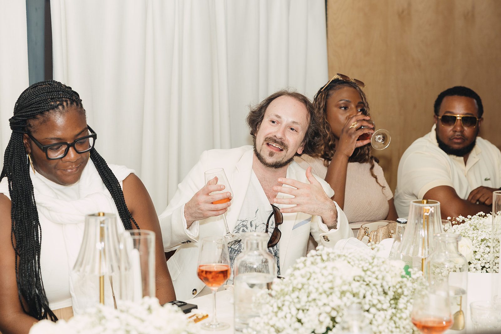 Jazmine and Jaleesa engagement dinner candlelit reception décor in Maryland — Creative Motion Events