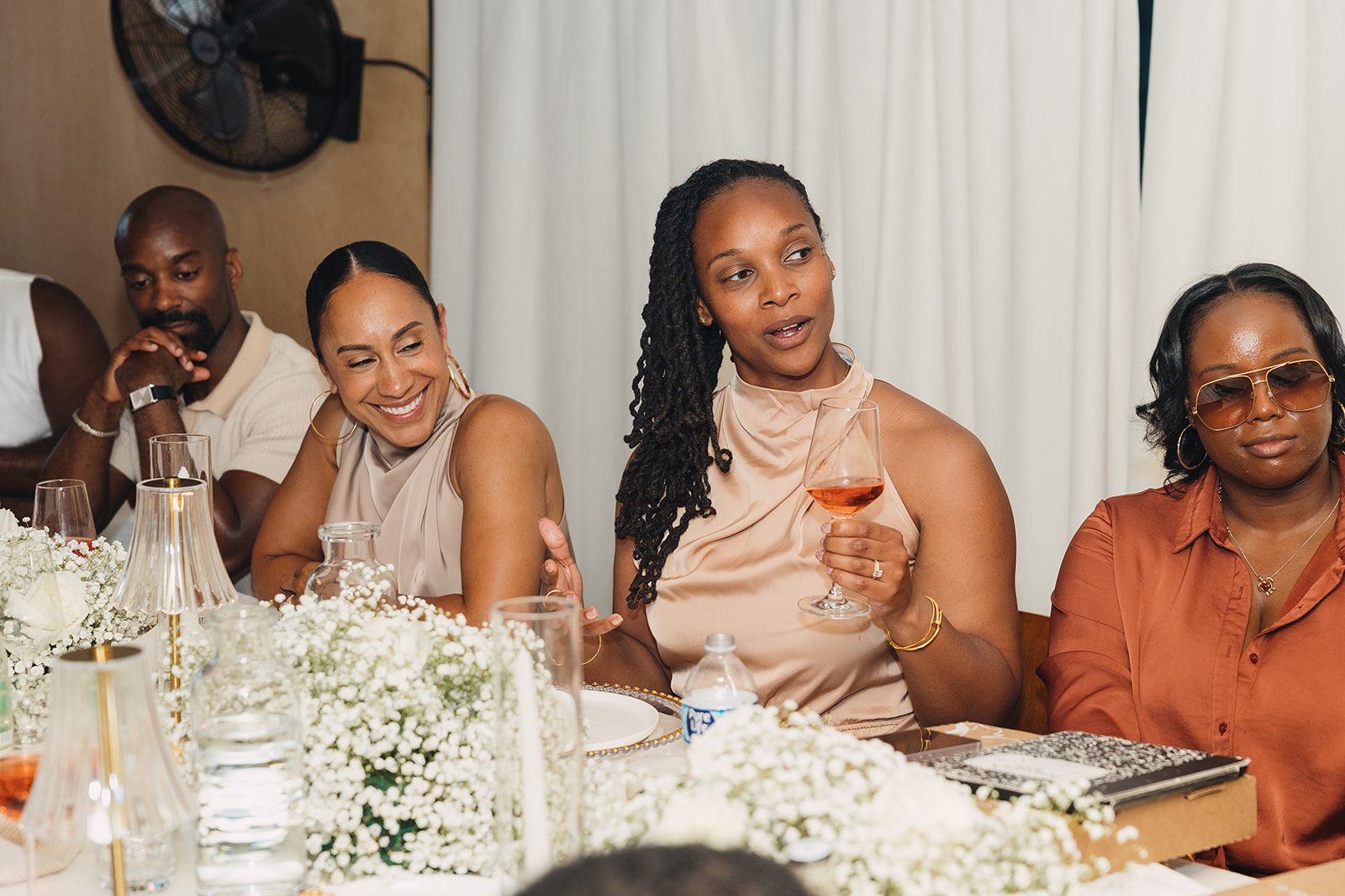 Jazmine and Jaleesa engagement dinner dinner party ambiance in Maryland — Creative Motion Events