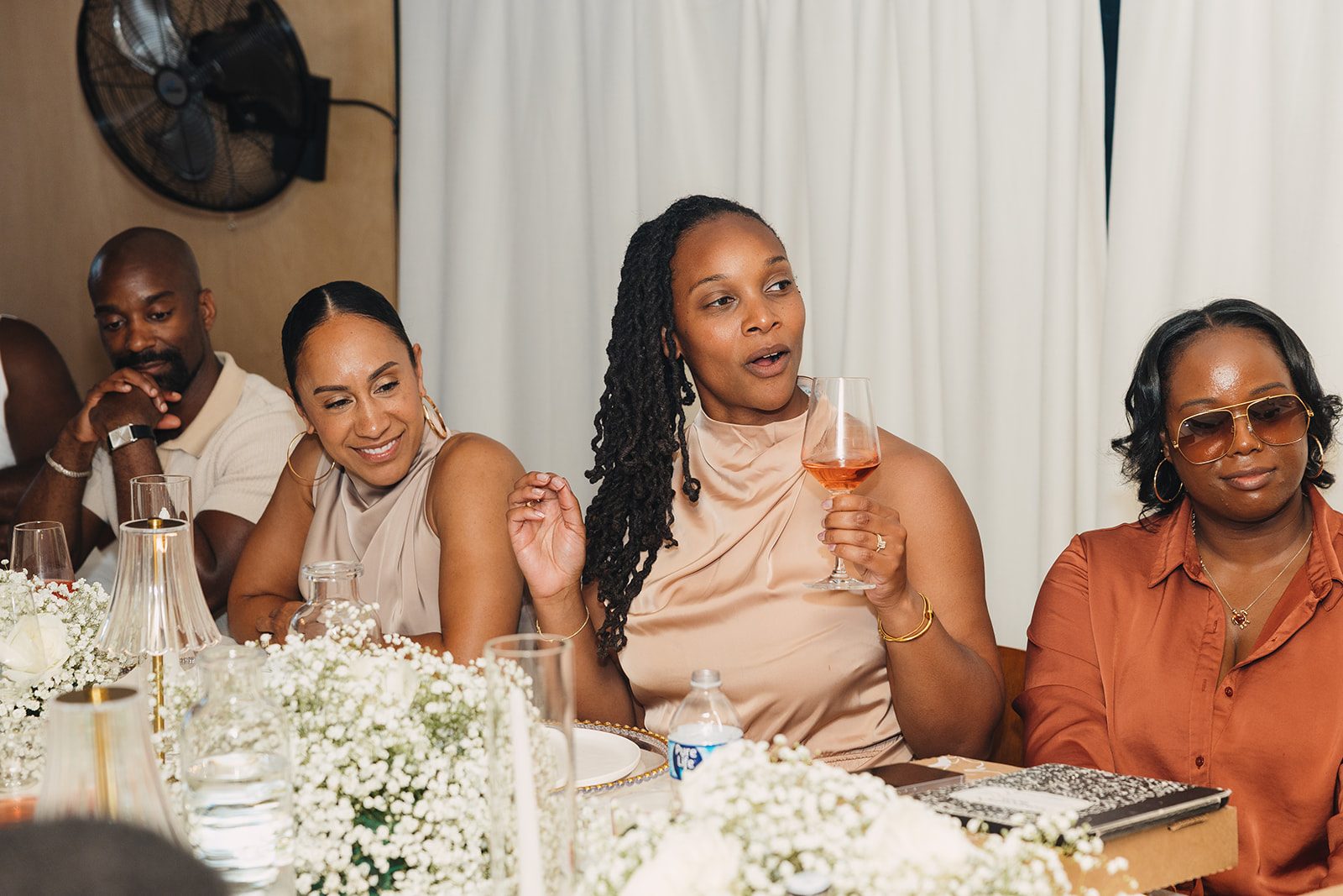 Jazmine and Jaleesa engagement dinner elegant place cards in Maryland — Creative Motion Events