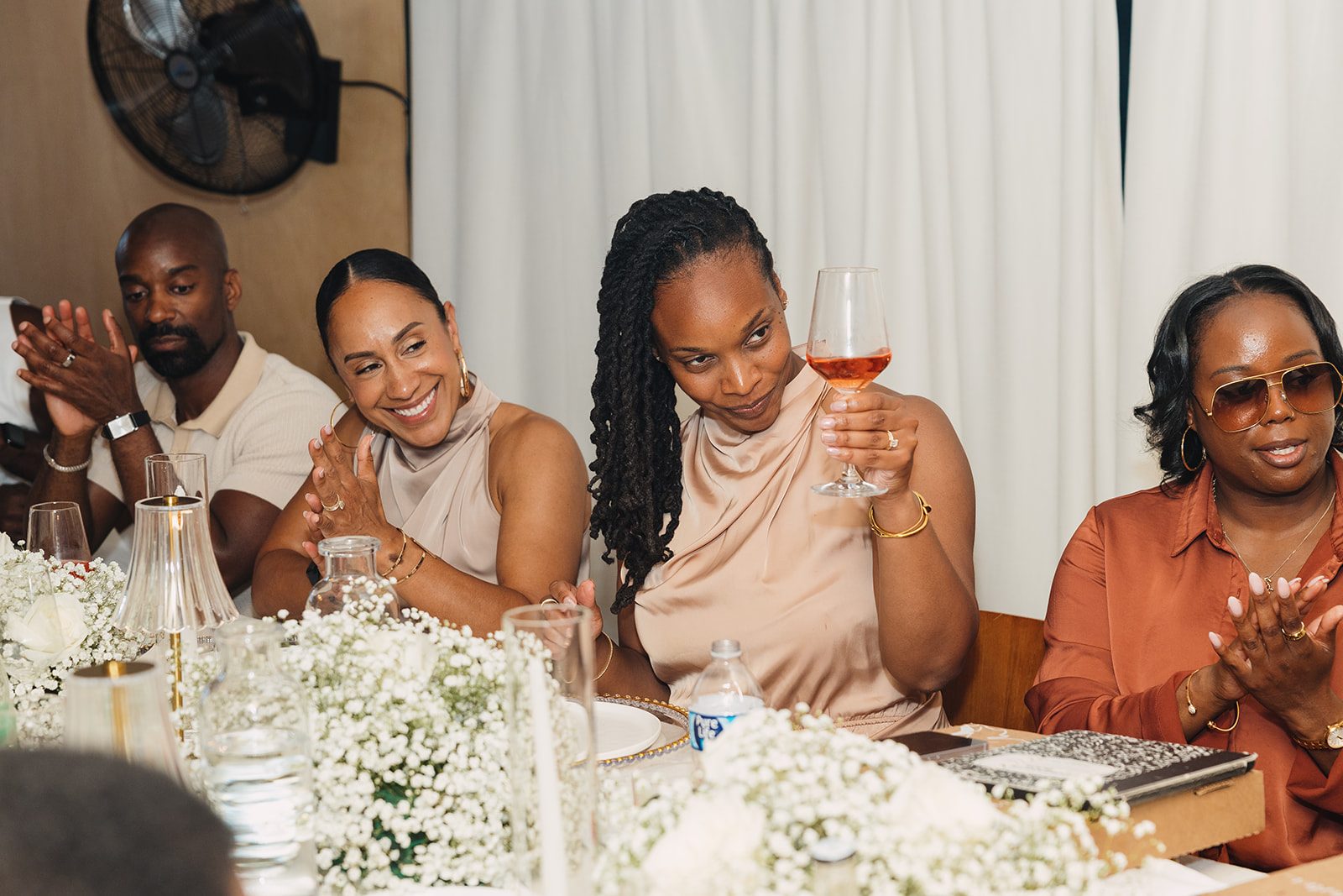 Jazmine and Jaleesa engagement dinner intimate celebration décor in Maryland — Creative Motion Events