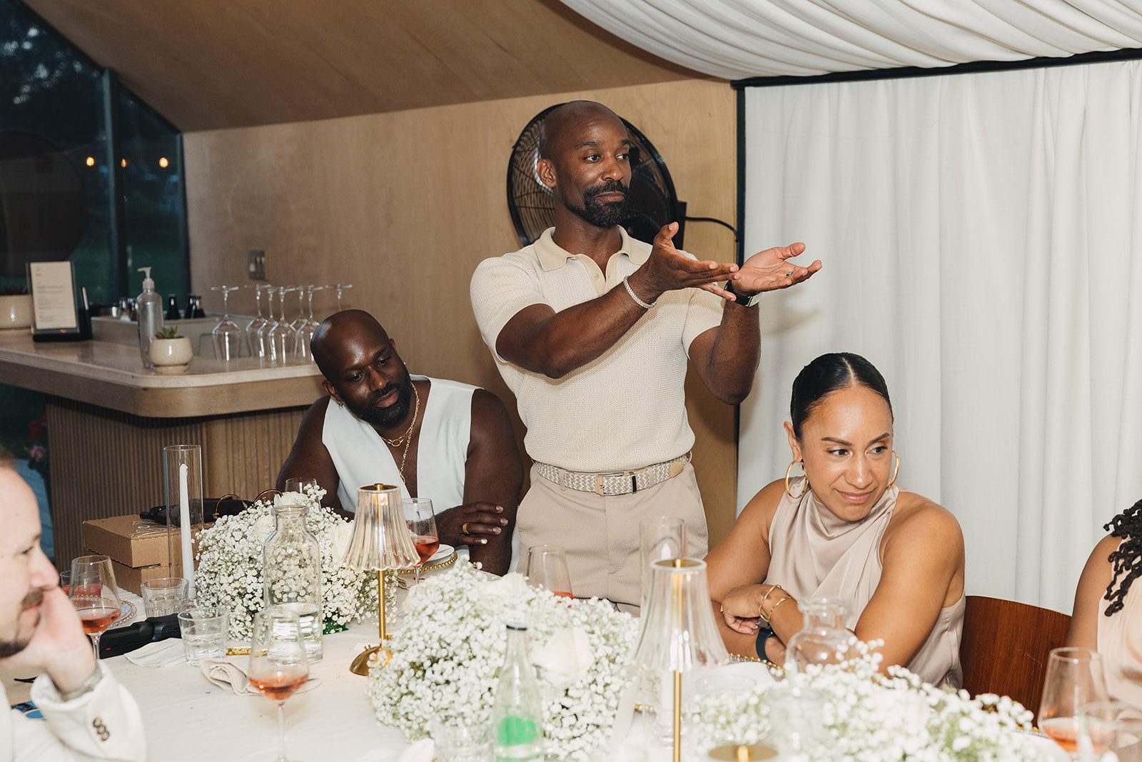 Jazmine and Jaleesa engagement dinner dinner party ambiance in Maryland — Creative Motion Events