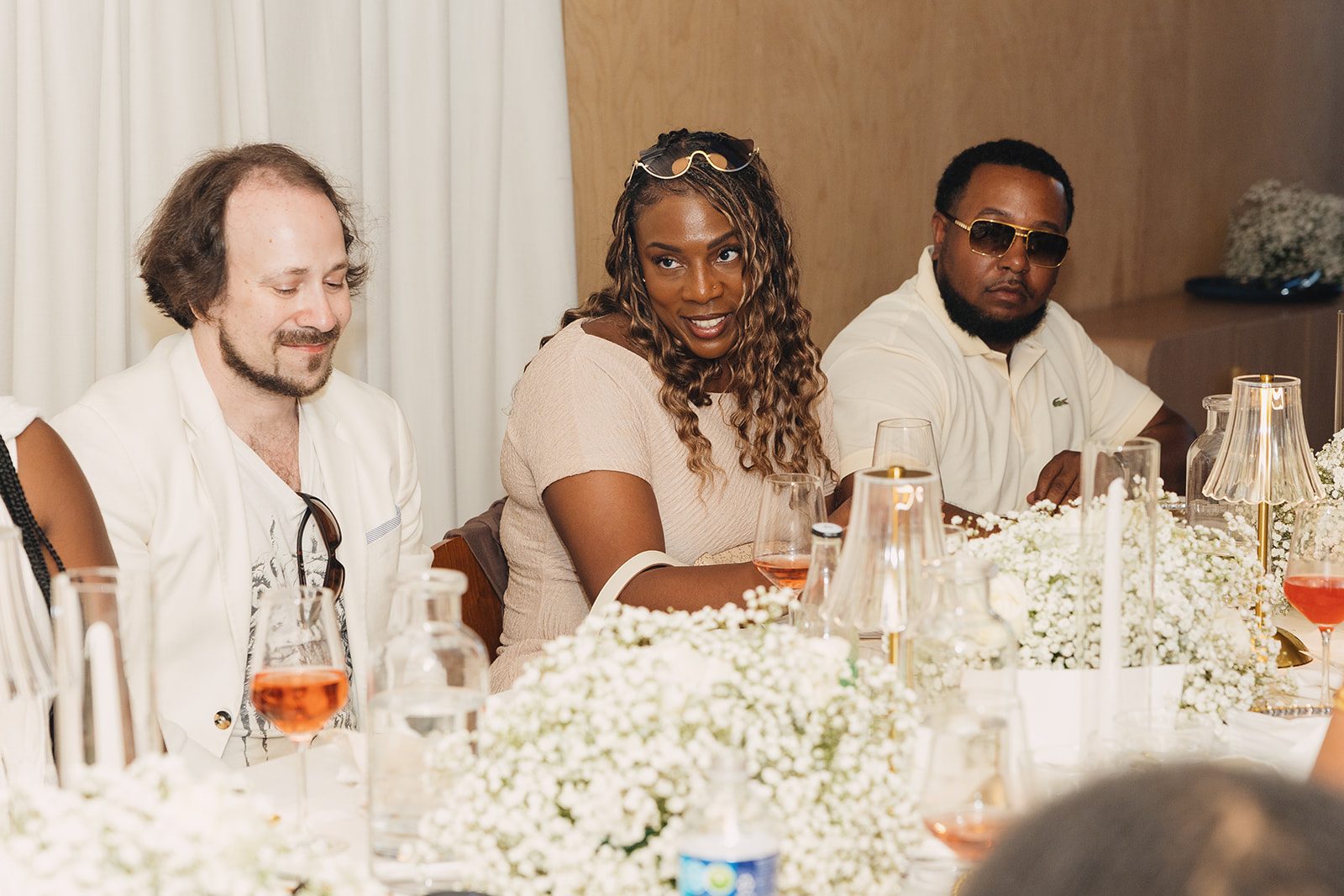Jazmine and Jaleesa engagement dinner banquet table design in Maryland — Creative Motion Events
