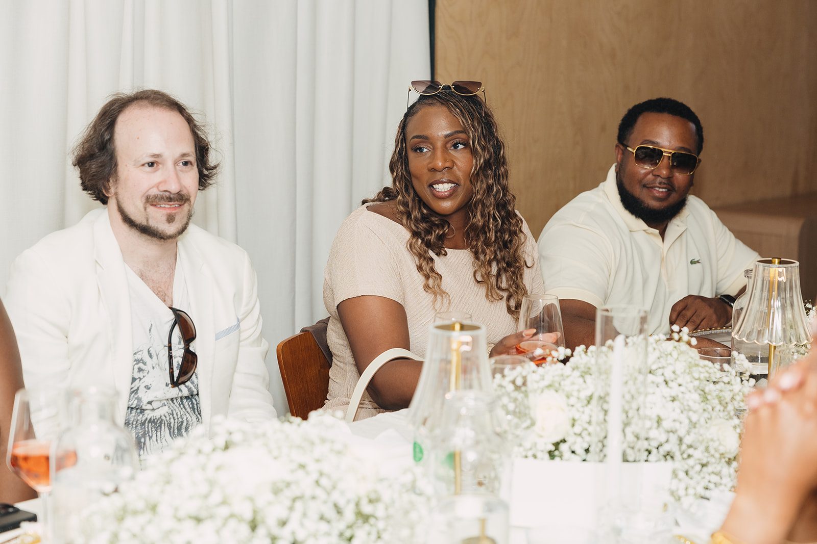 Jazmine and Jaleesa engagement dinner lounge seating vignette in Maryland — Creative Motion Events