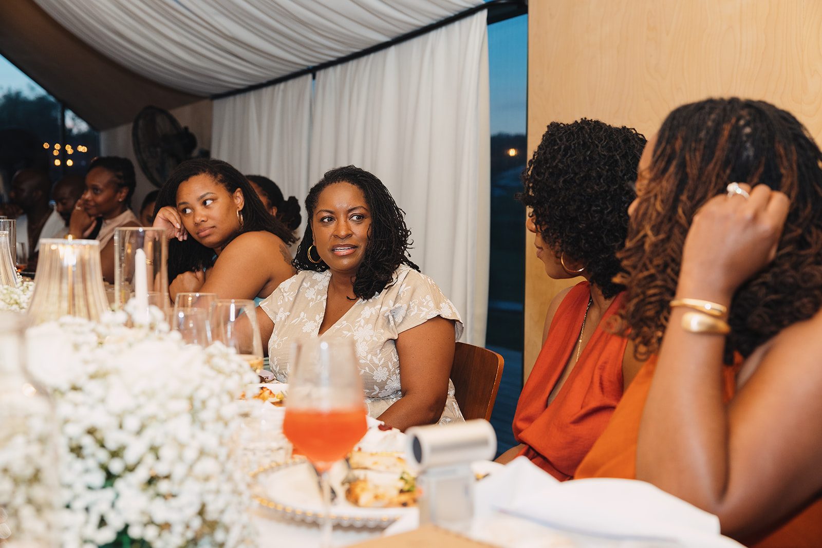 Jazmine and Jaleesa engagement dinner elegant place cards in Maryland — Creative Motion Events