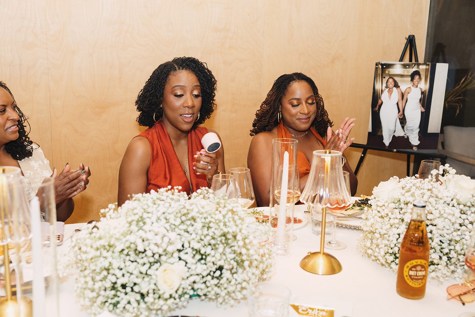 Jazmine and Jaleesa engagement dinner dinner party ambiance in Maryland — Creative Motion Events