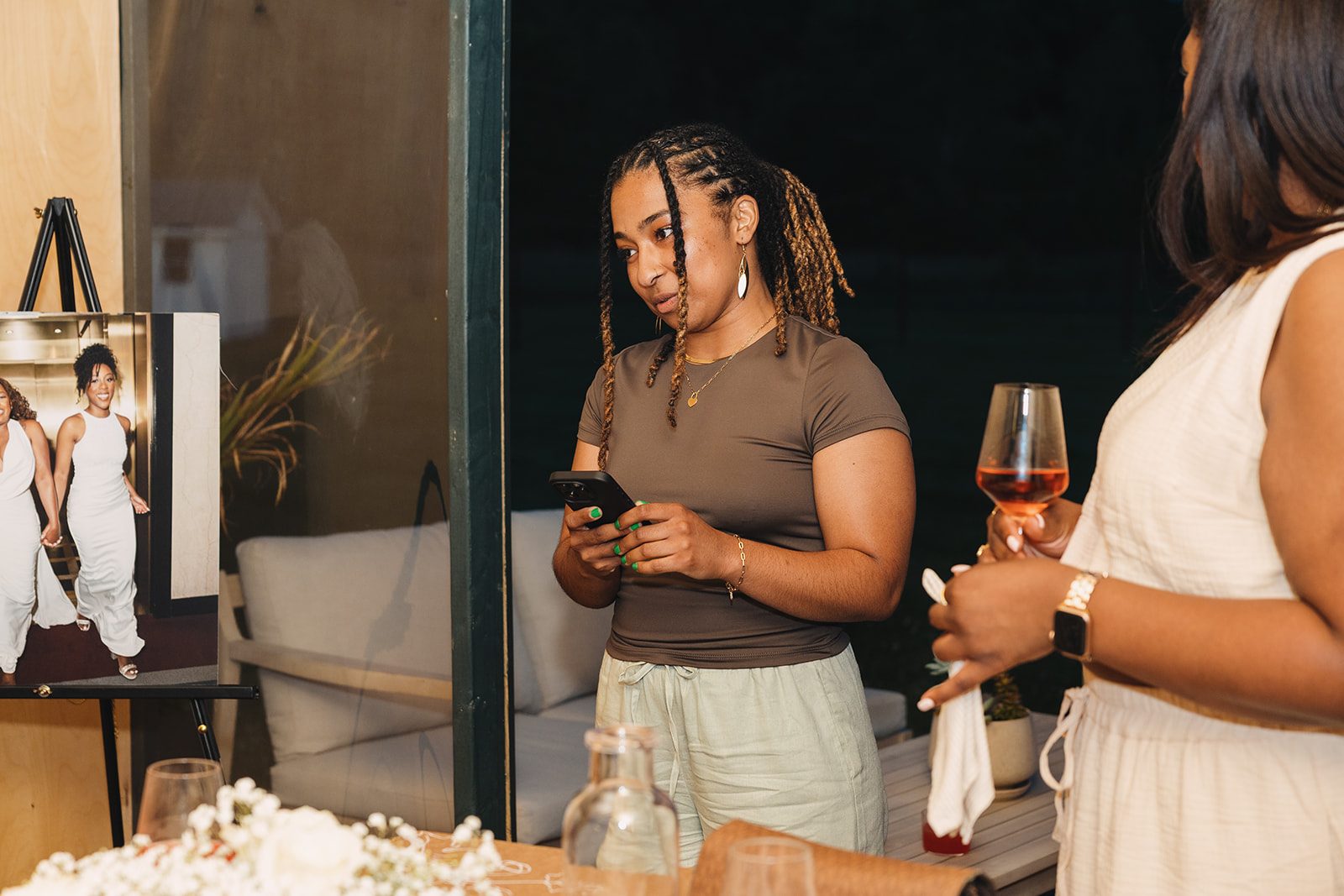 Jazmine and Jaleesa engagement dinner elegant place cards in Maryland — Creative Motion Events
