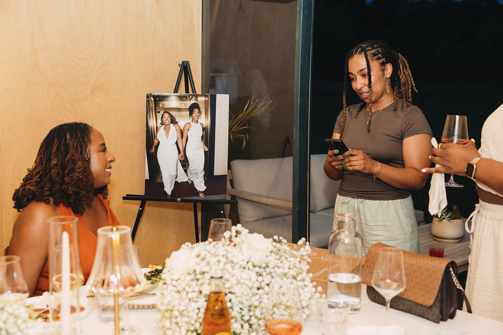 Jazmine and Jaleesa engagement dinner reception styling in Maryland — Creative Motion Events