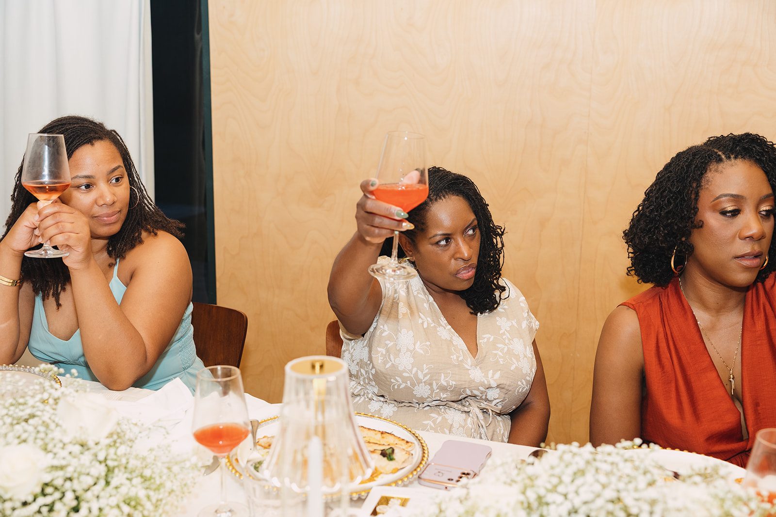 Jazmine and Jaleesa engagement dinner dinner party ambiance in Maryland — Creative Motion Events