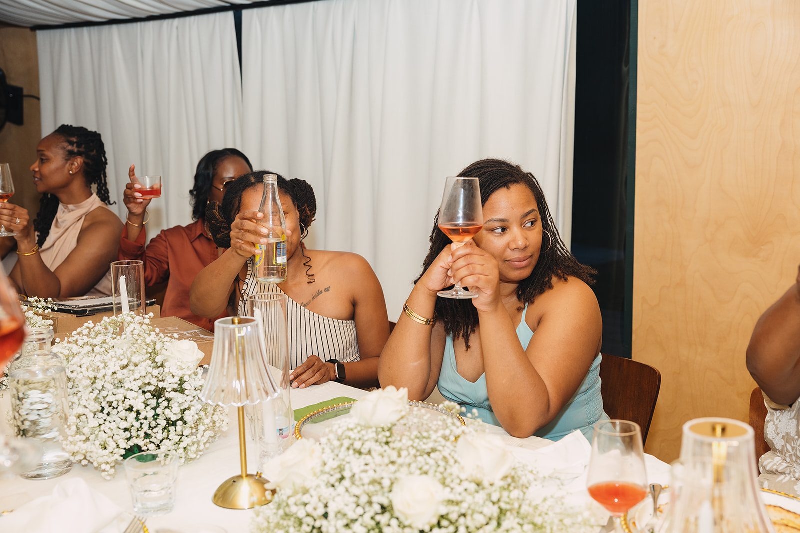 Jazmine and Jaleesa engagement dinner elegant place cards in Maryland — Creative Motion Events