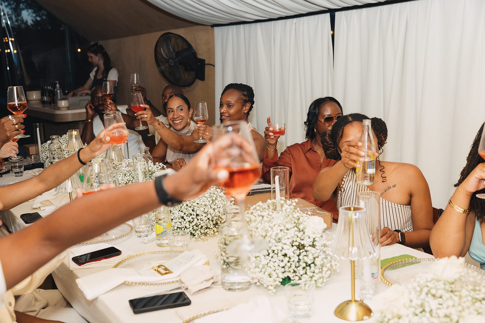 Jazmine and Jaleesa engagement dinner reception styling in Maryland — Creative Motion Events