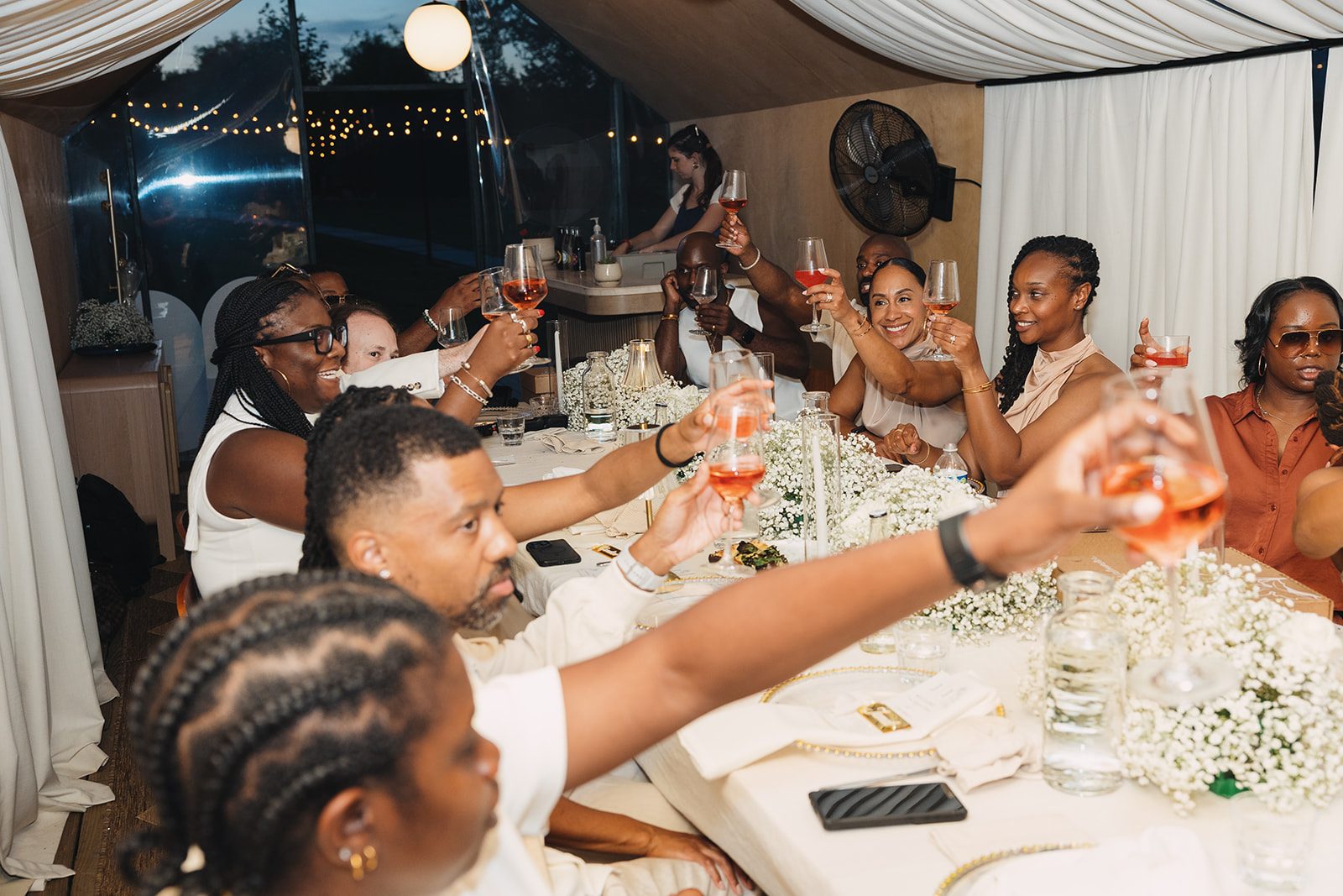 Jazmine and Jaleesa engagement dinner intimate celebration décor in Maryland — Creative Motion Events