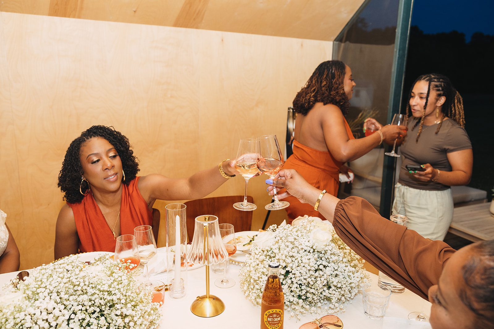 Jazmine and Jaleesa engagement dinner place setting detail in Maryland — Creative Motion Events