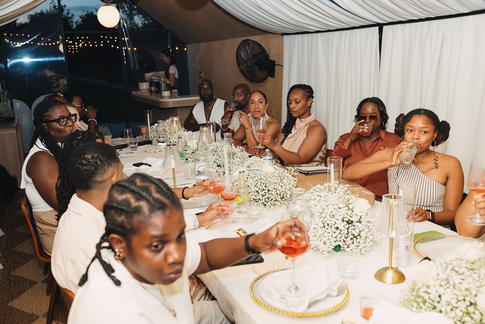 Jazmine and Jaleesa engagement dinner floral centerpiece in Maryland — Creative Motion Events