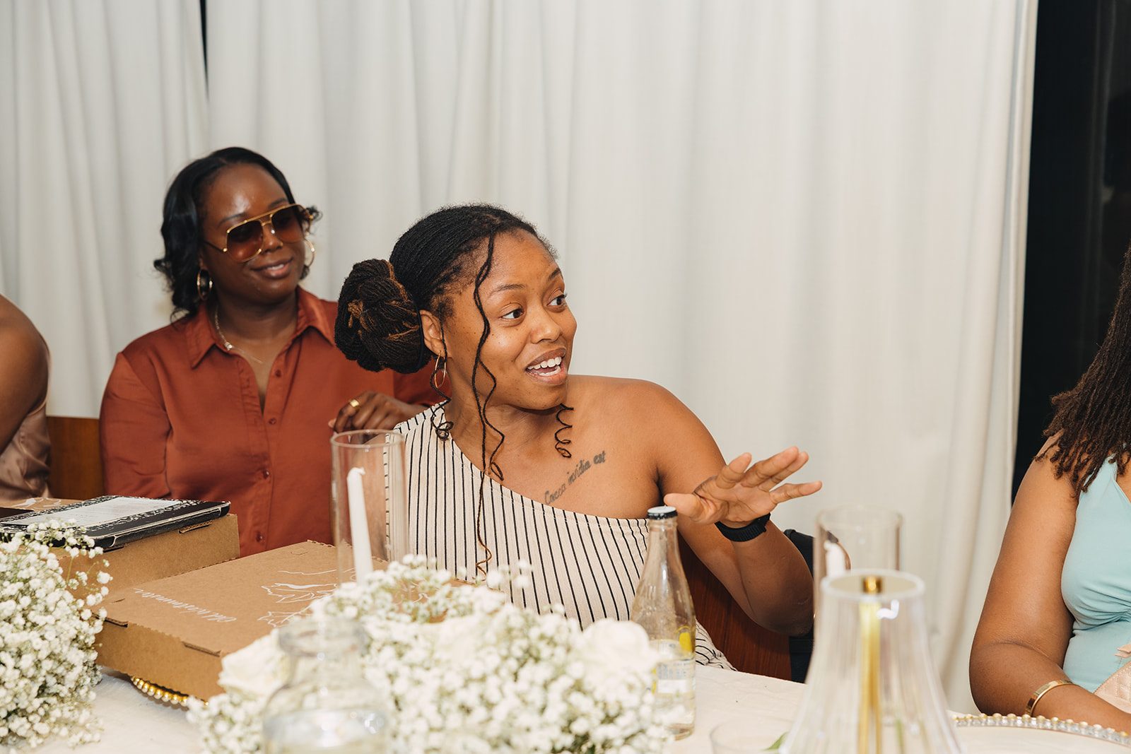 Jazmine and Jaleesa engagement dinner reception styling in Maryland — Creative Motion Events
