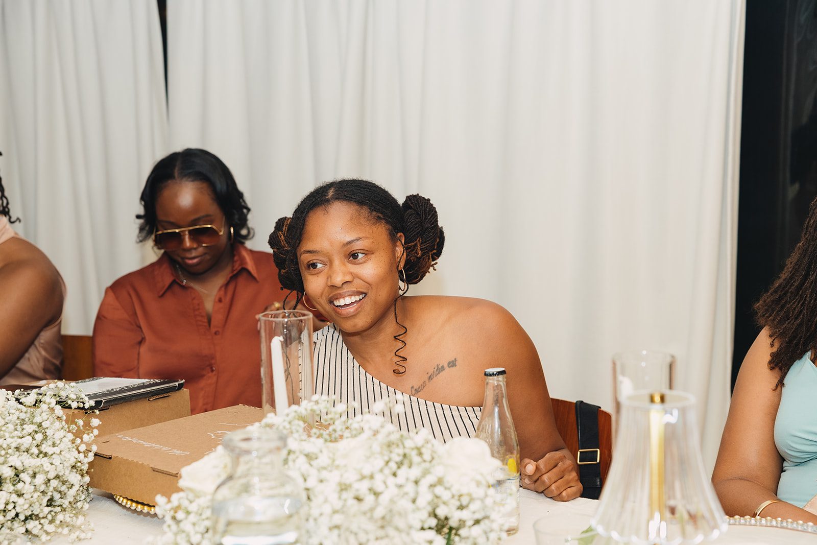 Jazmine and Jaleesa engagement dinner intimate celebration décor in Maryland — Creative Motion Events