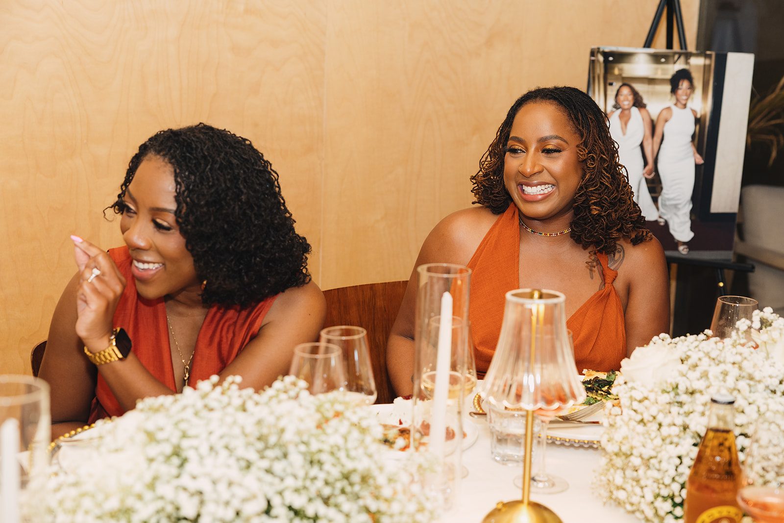 Jazmine and Jaleesa engagement dinner place setting detail in Maryland — Creative Motion Events