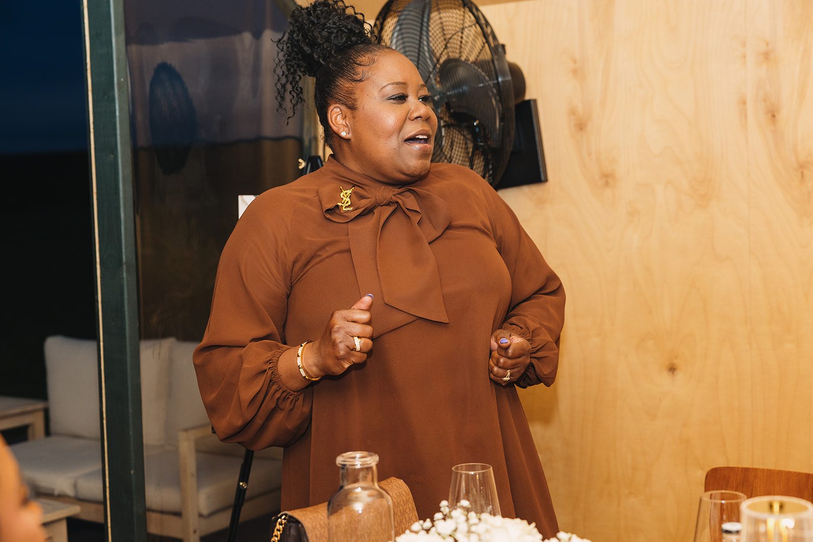 Jazmine and Jaleesa engagement dinner candlelit reception décor in Maryland — Creative Motion Events