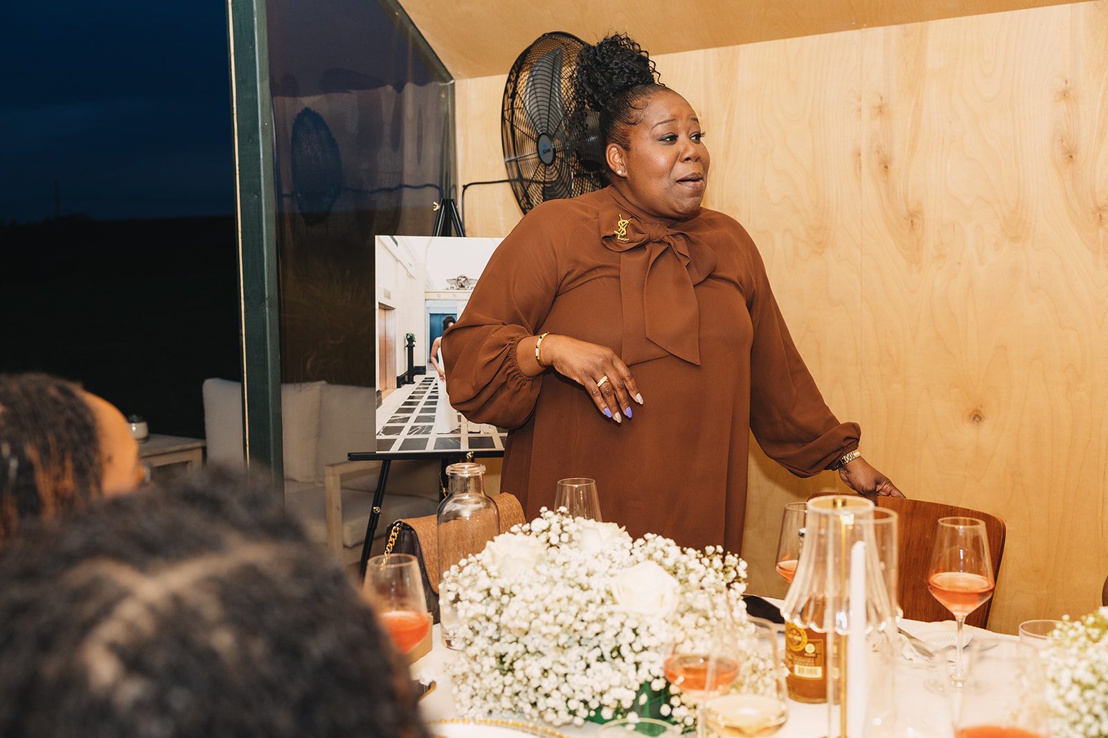 Jazmine and Jaleesa engagement dinner floral centerpiece in Maryland — Creative Motion Events