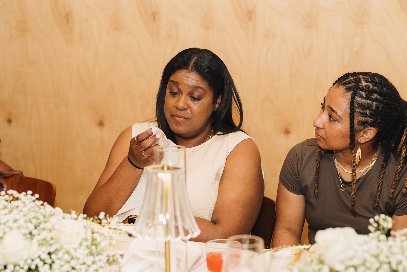 Jazmine and Jaleesa engagement dinner place setting detail in Maryland — Creative Motion Events