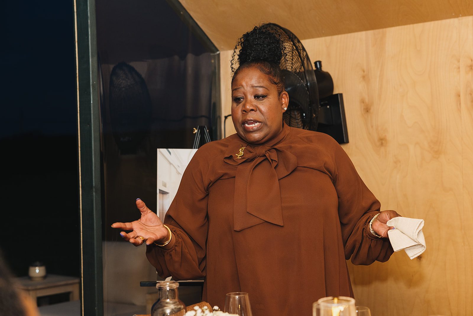 Jazmine and Jaleesa engagement dinner candlelit reception décor in Maryland — Creative Motion Events