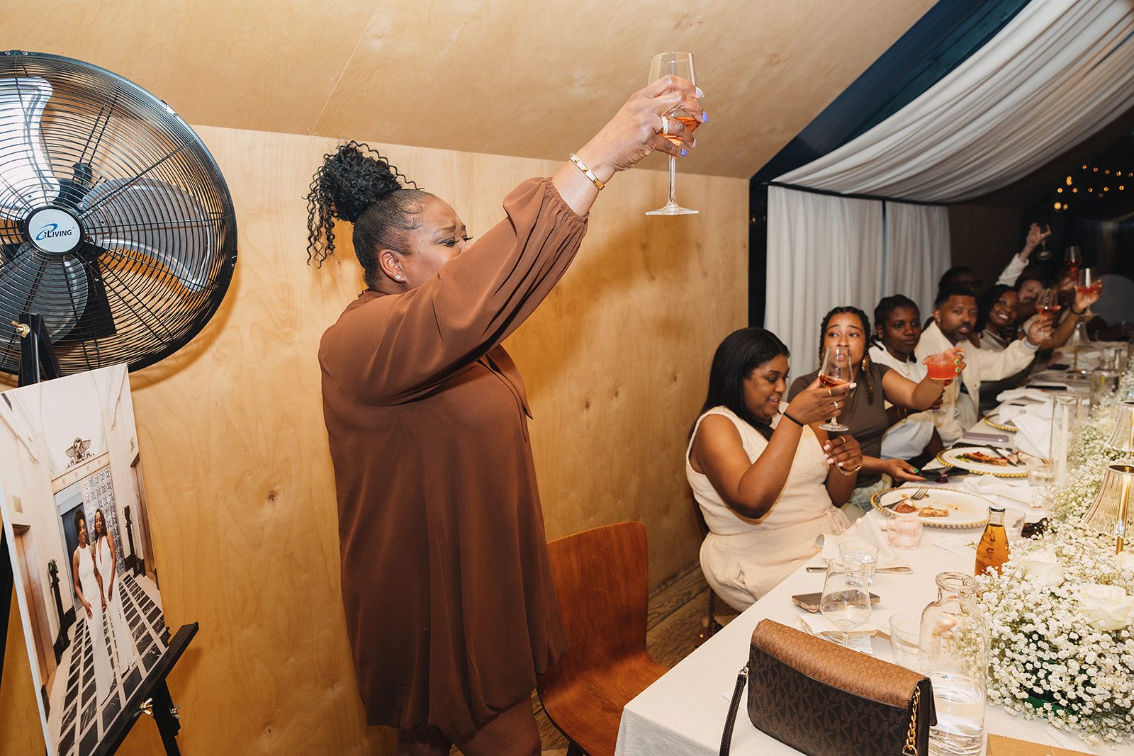Jazmine and Jaleesa engagement dinner floral centerpiece in Maryland — Creative Motion Events