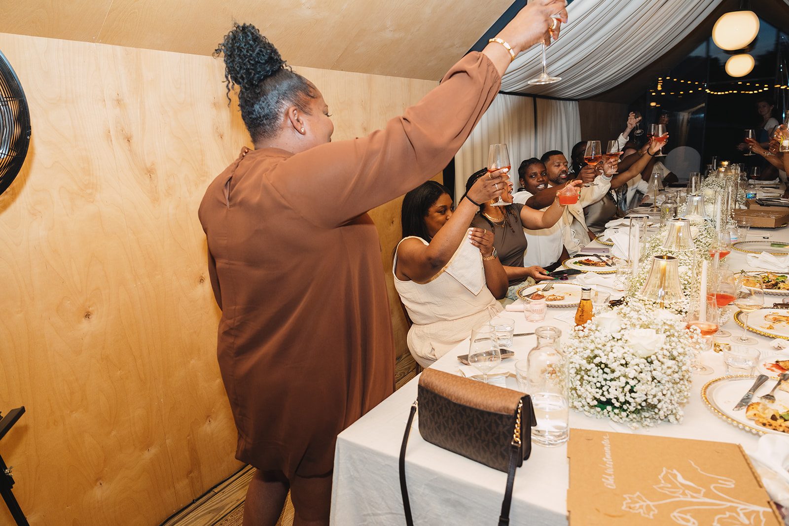 Jazmine and Jaleesa engagement dinner lounge seating vignette in Maryland — Creative Motion Events