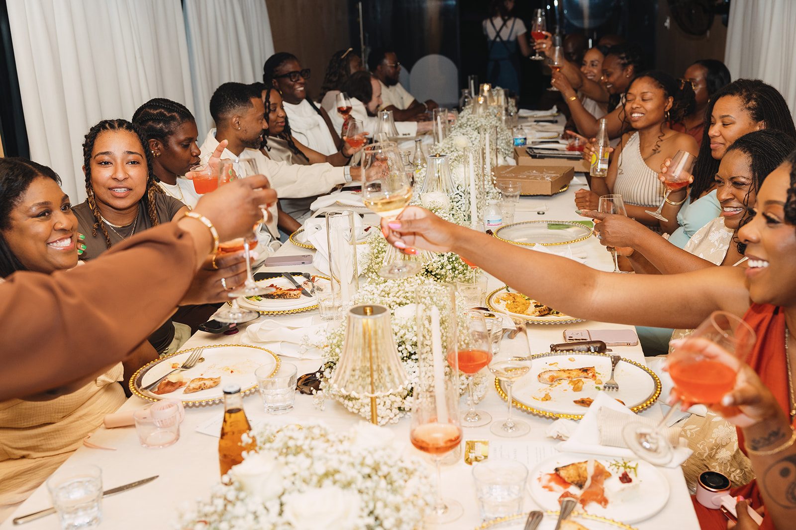 Jazmine and Jaleesa engagement dinner floral centerpiece in Maryland — Creative Motion Events